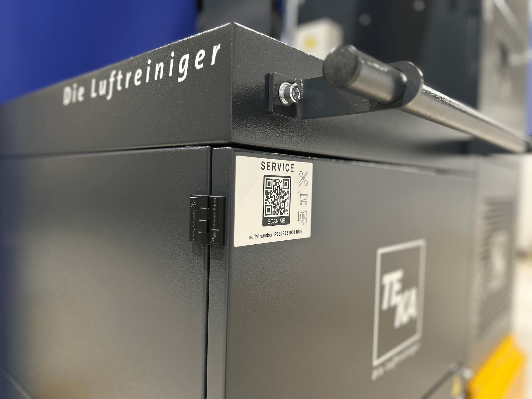 QR code sticker on the front of a TEKA unit