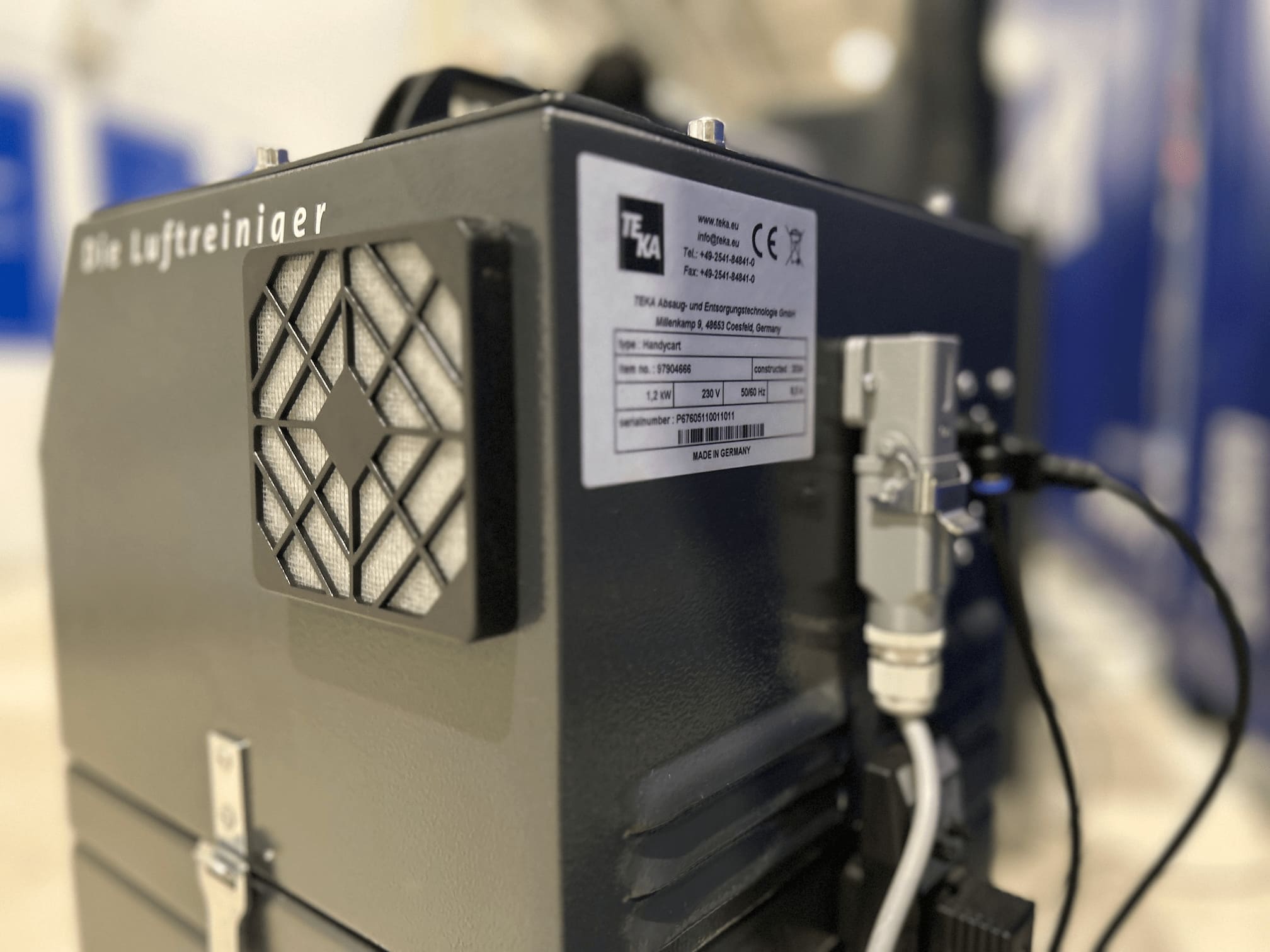 Nameplate on the back of a TEKA unit with serial number